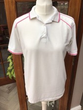 Vintage White And Pink Ladies Badminton Shirt Size 14 By Rodeo