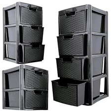 Black Plastic Rattan Drawer
