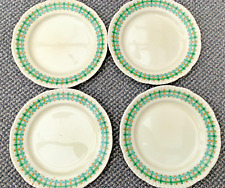4 Vintage Creamware Adams GREEN TARTAN Titan Ware 9" Plates