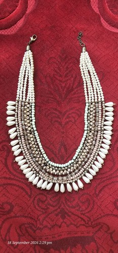 Layered pearl beaded statement - beaded,