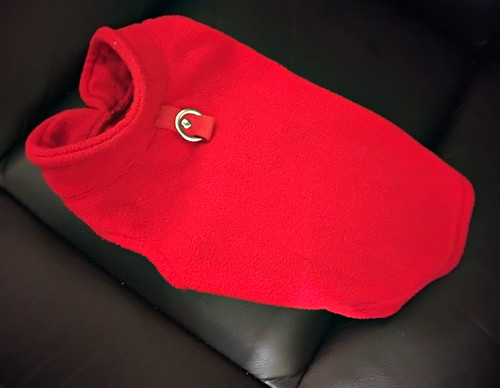 Red fleece dog - red, size