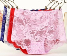 4 Pack Ladies Knickers Sexy Full Lace High Waist Briefs Lingerie Women Underwear