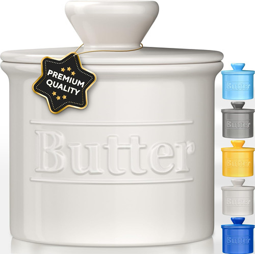 Premium butter crock with lid - butter,