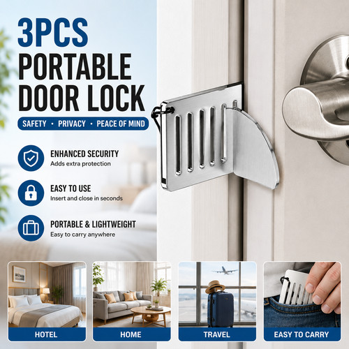 3pcs portable door lock - portable,