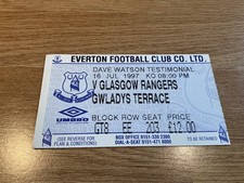 EVERTON V GLASGOW RANGERS (DAVE WATSON TESTIMONIAL) 16/7/1997 TICKET