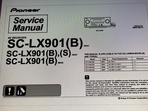 Pioneer lx901 service - sc-lx901,