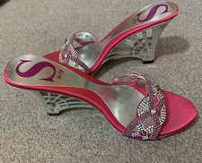 Hot Pink Indian Style Open Toe Wedges