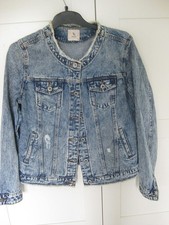 TU collarless denim jacket