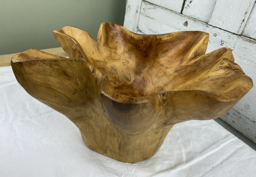 Teak root bowl hand carved - teak,