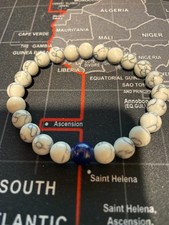 Blue & White Bead Marble Effect Elasticated Bracelet costume jewellery accent