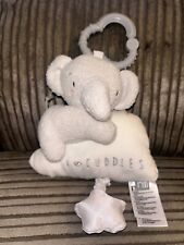 Mothercare I Love cuddles Elephant musical hanging toy white grey