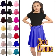Girls Kids Plain Flared Skirt