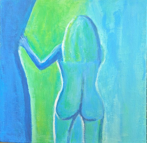 Nude painting naked woman - , back