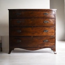 George III Period Mahogany Bow Front Small Bedside Chest of Drawers promo 