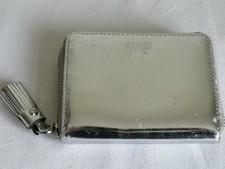 ANYA HINDMARCH Shiny Silver Wallet Purse zip internal pockets