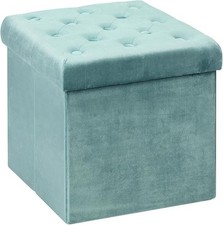Folding Velvet Ottoman Storage Cube,Footrest Stool Seat Box & Lid FOR AUCTION