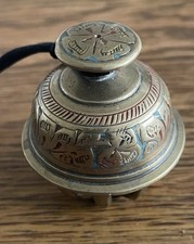 Vintage Indian Enamelled Solid Brass Elephant Bell Claw Bell