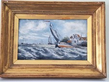 Antique Sailing Oil Painting