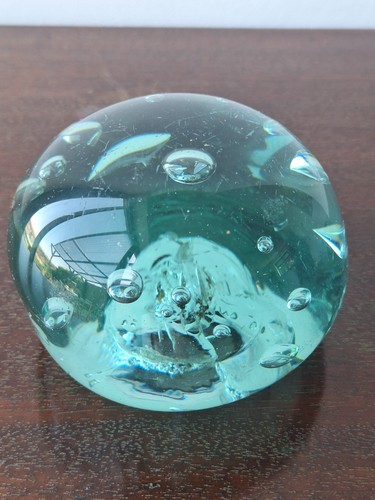 Antique green glass bubbles - glass,