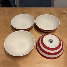T G Green Cornishware Red 4x Cereal Bowls￼