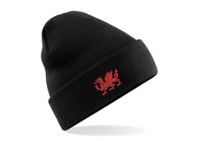 Welsh Dragon beanie Logo Embroidered patch beanie hat- rugby Wales Dragon