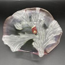 Pink Green Glass Flower 8” Plate Made In Germany By Walther Glas