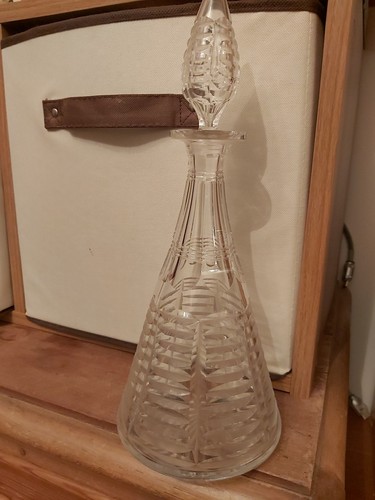 Antique cut glass decanter - glass,