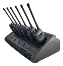 Set of 6x Motorola GP340 VHF Walkie-Talkie + Impres Charger + NEW BATTERIES