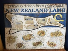 Vintage Butchers tin sign advertising New Zealand Lamb Kitchen Decor Prop 26x19”