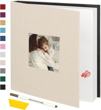 Miaikoe Self Adhesive Photo Album 40 Pages | Scrapbook Linen Cover for 4x6, 5x7,