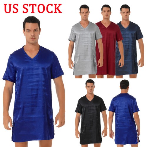Mens silk satin nightshirt - silk,