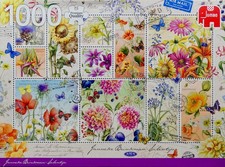 Jumbo 1000 Piece Jigsaw Puzzle - Flower Stamps Summer - Complete