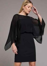 Kaleidoscope Black Cape Detail Party Dress  Plus UK 18   (fm135-47)