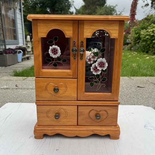 Vtg wood jewellery cabinet - vtg,