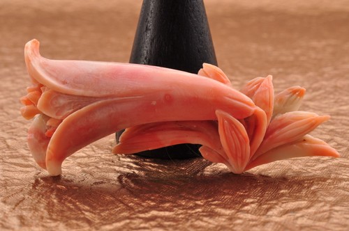 Antique pink coral - , brooch