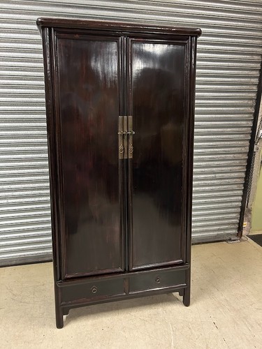 Chinese lacquered elm cabinet - elm, cabinet/