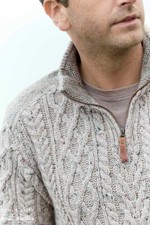 Mens Aran Sweater Oatmeal 100%