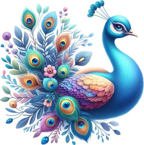 Watercolour spring peacock - watercolour,