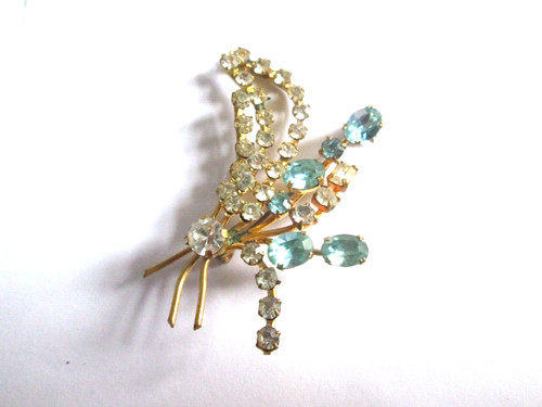 Vintage brooch clear blue - brooch,