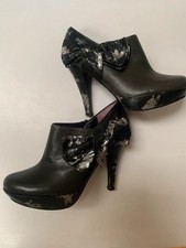 Poetic licence Ankle boots heels booties grey black bow leather platform 4 37
