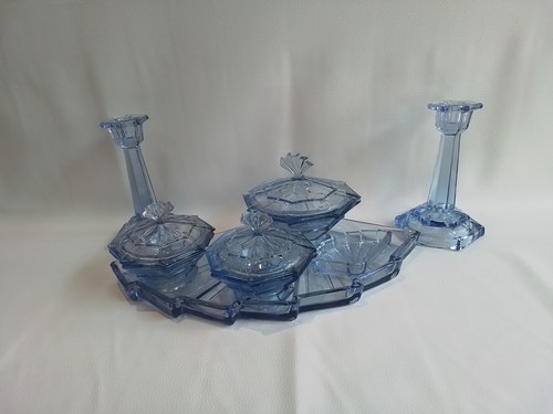 Art deco blue glass dressing - blue,