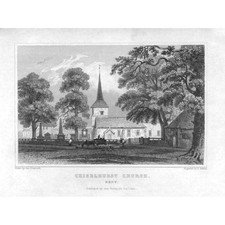 CHISLEHURST Kent, The Church - Antique Print 1829