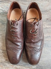 LOAKE Shoes UK Size 10.5 Dark Brown Brogues Leather Lace Up Dress Shoes