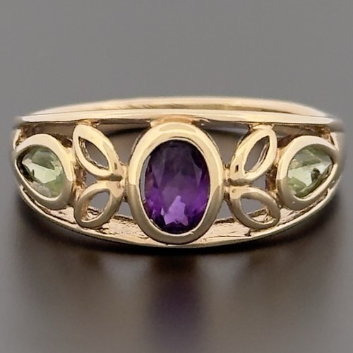 9ct yellow gold amethyst - yellow,