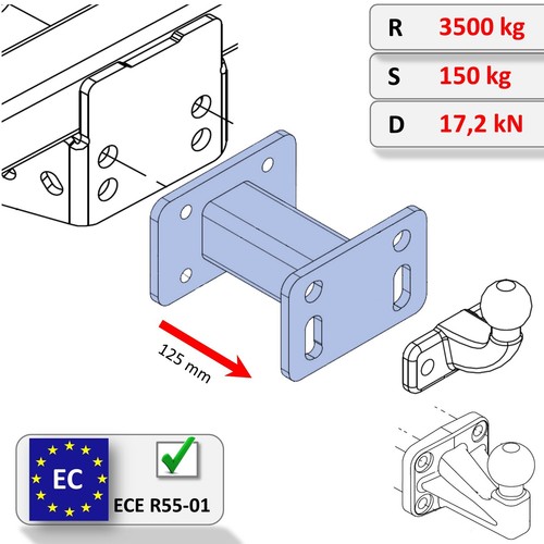 Towbar extension 125mm tow - towbar,