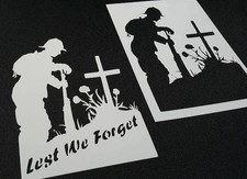 LEST WE FORGET Phrase Soldiers Troop Airbrush Stencil War Remembrance Occasion