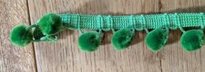 Pom Pom Trim Green 11m approx 17mm balls READ DESC Craft Cushion Trim Upholstery