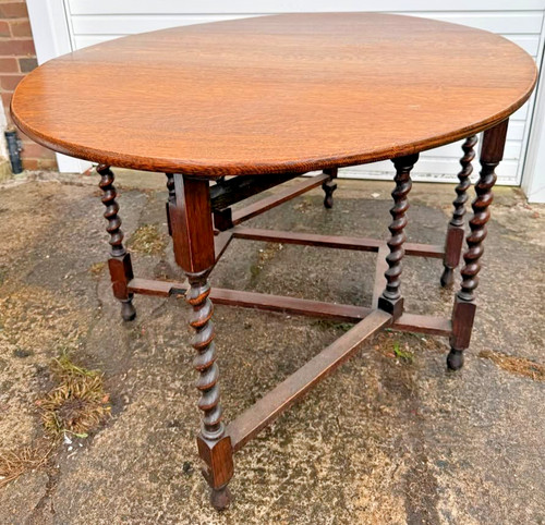 Vintage solid oak barley twist - oak,