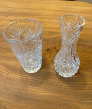2 Vintage Crystal Cut Glass Vases Bud Flower Display
