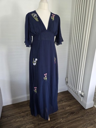 Navy blue long dress with - long,